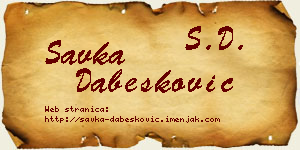 Savka Dabesković vizit kartica